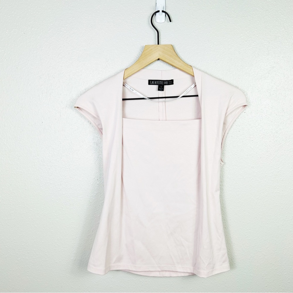 Lafayette 148 New York | Pink Square Neck Top